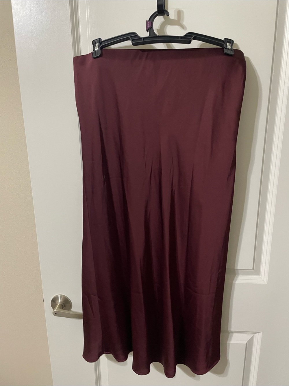 H&M Burgundy Satin Midi Skirt | Size L | NWOT